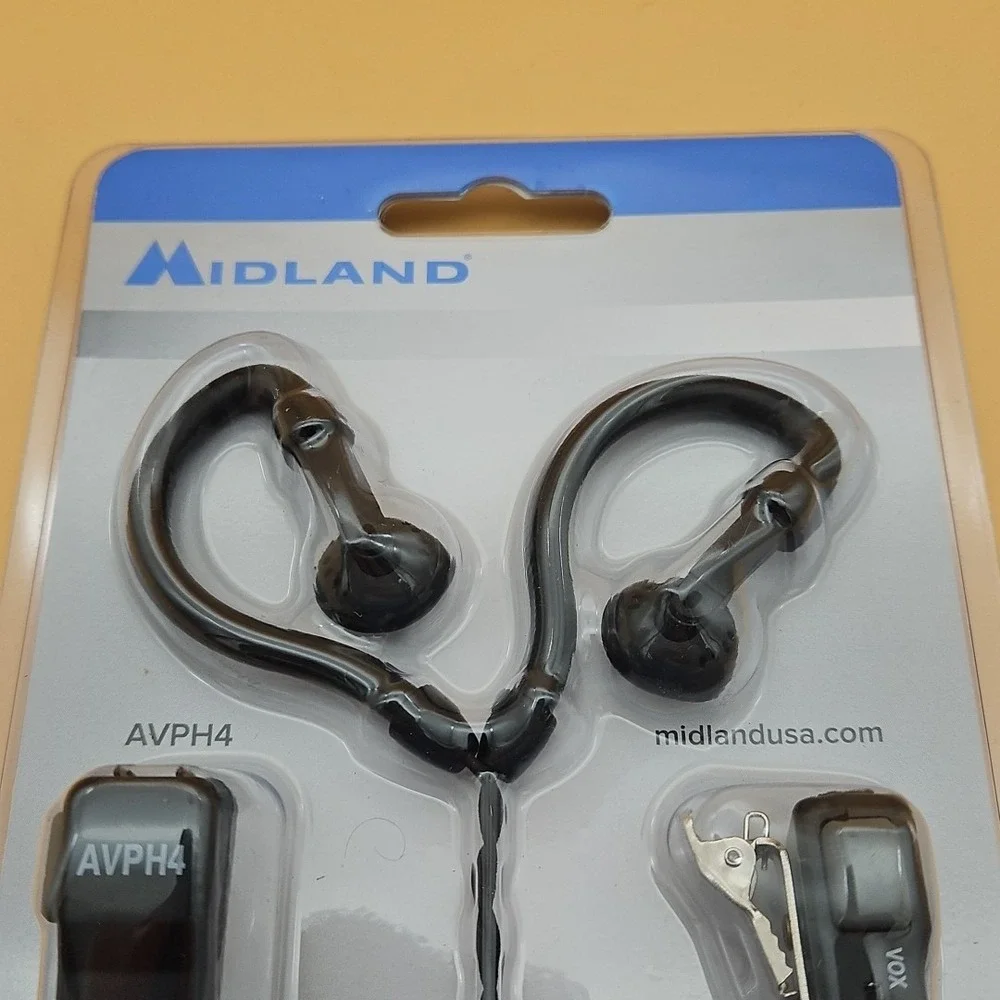 Midland AVP-H4 Black Ear-Hook Headsets Brand New Sealed Headphones Earbuds